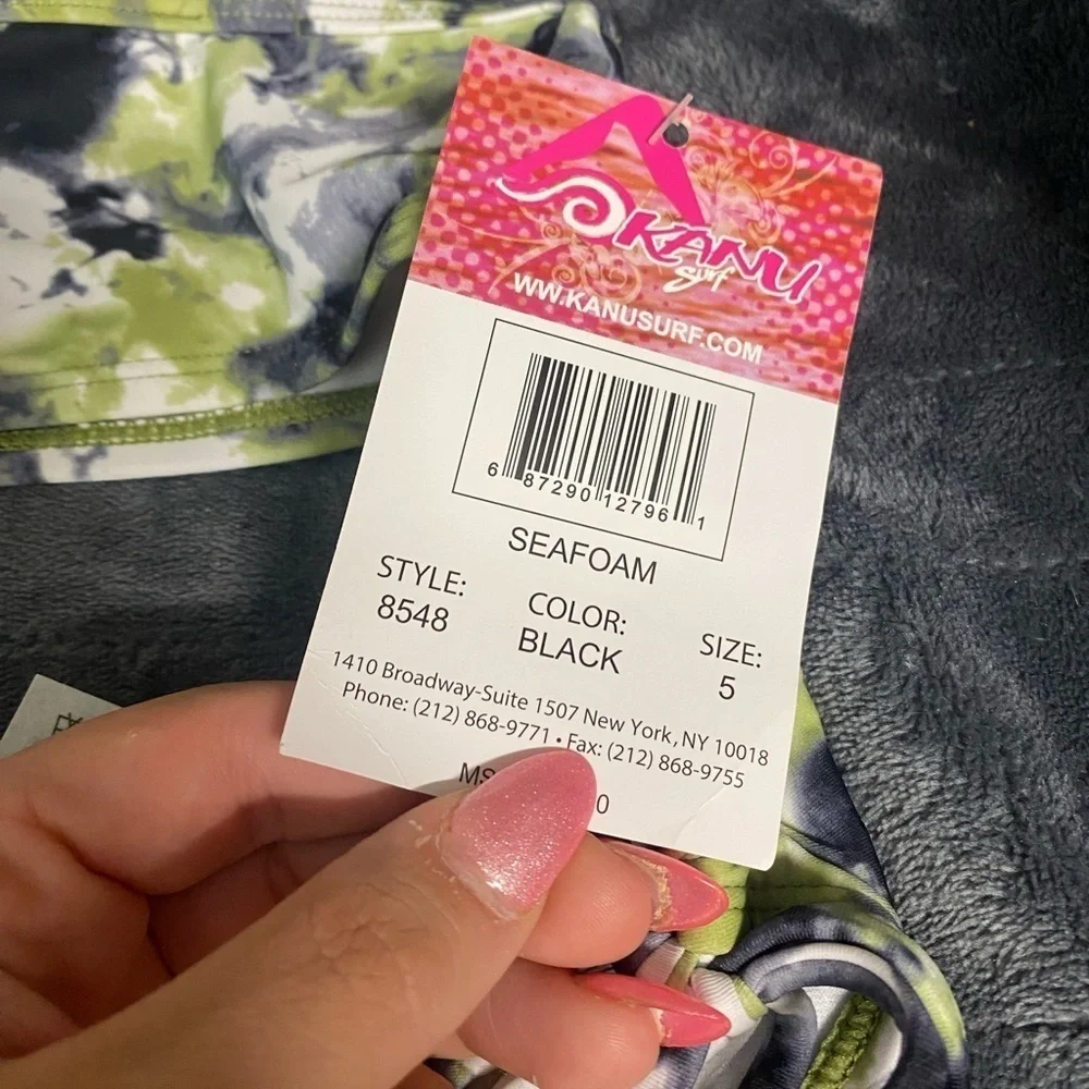 KANU surf bikini size 5 (girls) sea foam/black